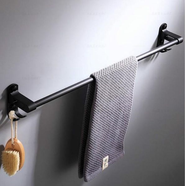 

towel racks sucker single double bars holder aluminum black rack with oxidation finished bathroom storage accessories