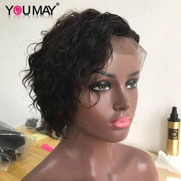 

silk base deep wave short bob wig 13x4 lace front for women 360 frontal 100% brazilian human hair wigs you may remy1, Black;brown