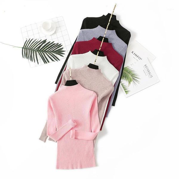 

women's sweaters turtleneck long-sleeved sweater female simple style solid color slim slimming knitted bottoming pullover women spring, White;black