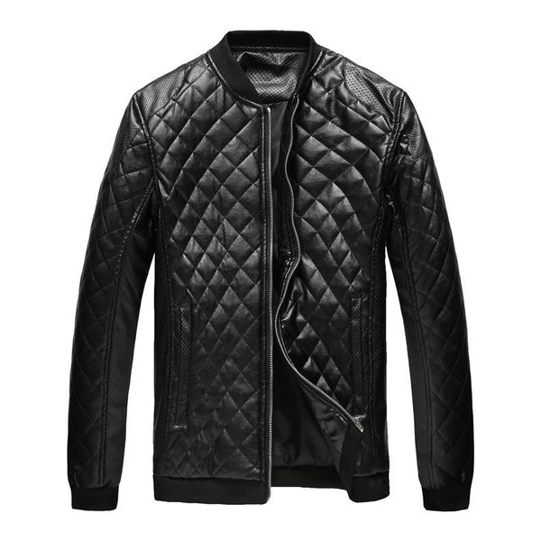 

men's jackets autumn man plaid loose coat pu jacket, Black;brown