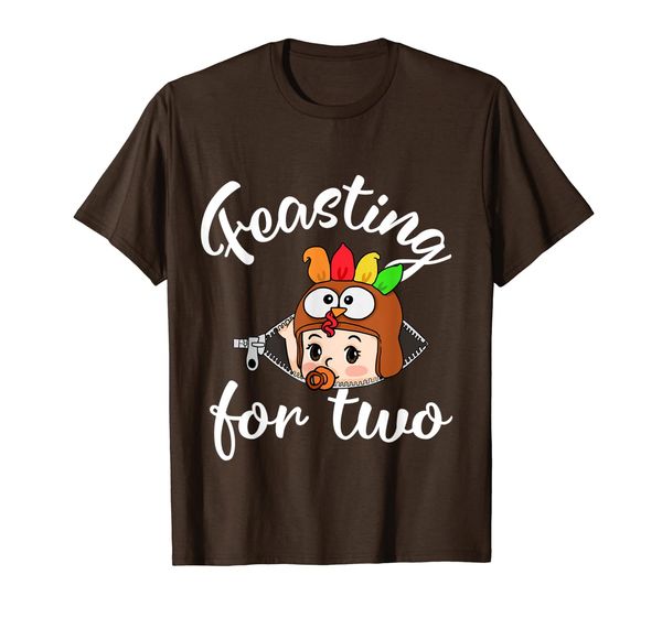 

feasting for two - thanksgiving pregnancy announcement shirt, White;black