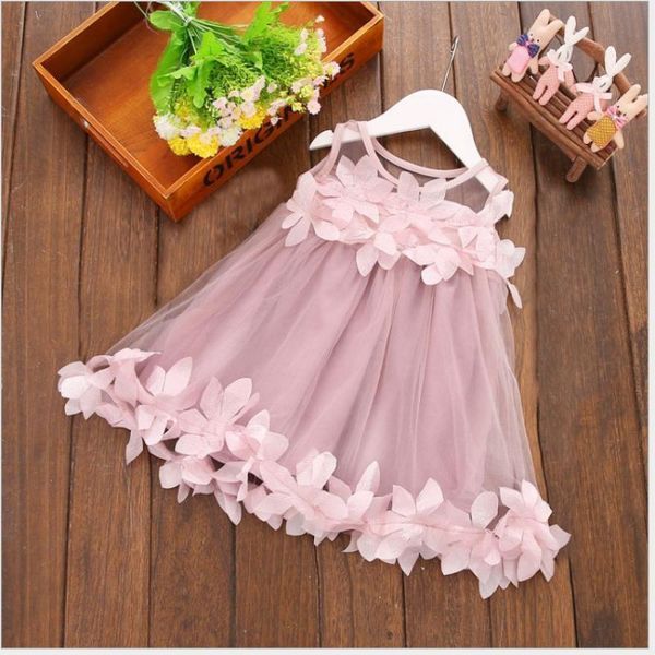 

girl's dresses summer breathable sleeveless girls lace shawl belt flower baby princess skirt children dress party gentle clothing, Red;yellow