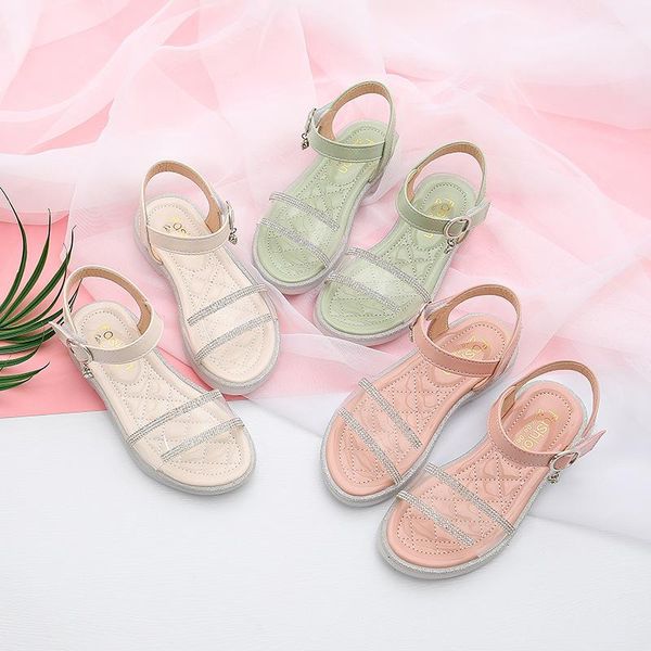 

sandals transparent children shoes girls' fashion rhinestone princess sandal kids beach school 2021 summer little girl 3-12, Black;red