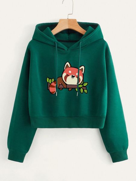 

cartoon graphic drop shoulder drawstring thermal lined hoodie i7zw#, White;black