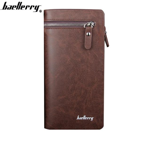 

baellerry men wallets zipper phone pocket wallet pu leather card holder england style male black quality, Red;black