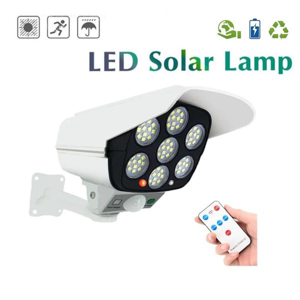 

solar lamps remote motion sensor lamp power dummy camera security waterproof fake outdoor indoor led light monitor surve