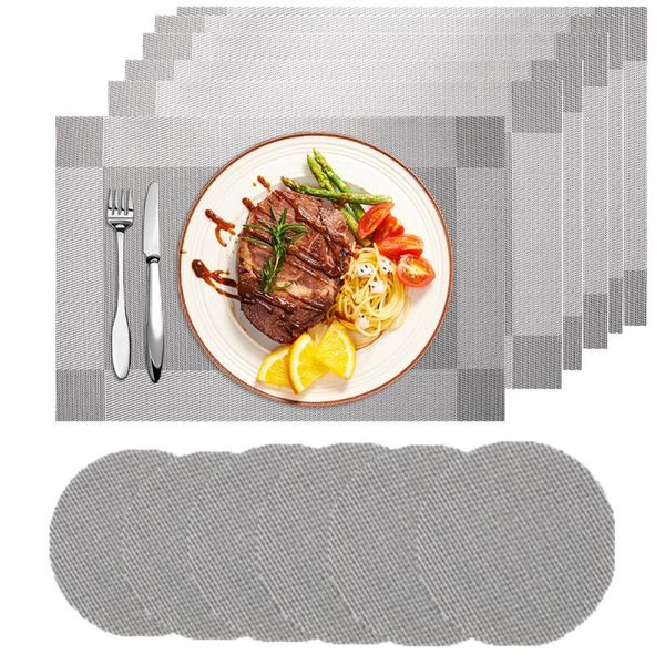 

mats & pads set of 6 placemat heat-resistant place crossweave woven non-slip washable pvc table dinning decoration