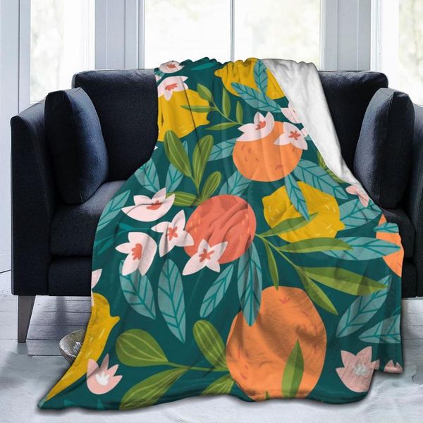 

blankets flannel blanket tropical summer oranges flowers thin mechanical wash warm soft throw on sofa bed travel patchwork