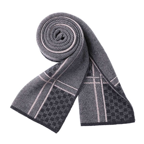

70% off design autumn and new knitted jacquard business casual scarf men's wool high-grade color block model room bib man, Blue;gray