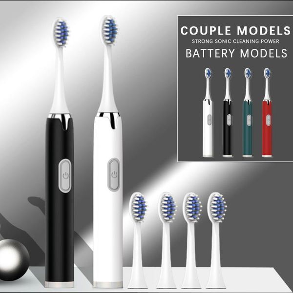 

smart electric toothbrush sonic waterproof couple battery replacement brush heads deep teeth cleaning gift