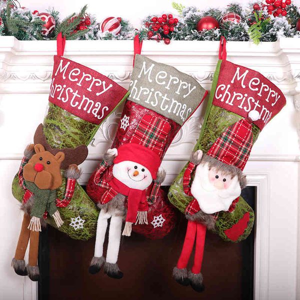 

christmas santa claus long legged snowman elk decorative candy gift socks