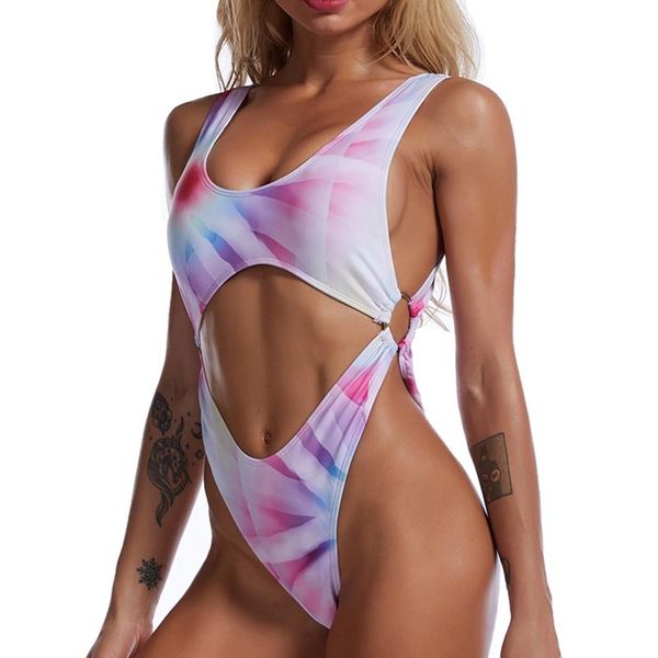 

ring linked cut out women swimsuit one-piece bikini monokini push up tied dry high leg thong swimwear s-2xl suits