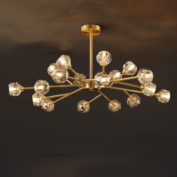 

american copper led chandelier pendant lamp crystal hanging light fixture for bedroom dining room indoor decor lustre fixtures chandeliers