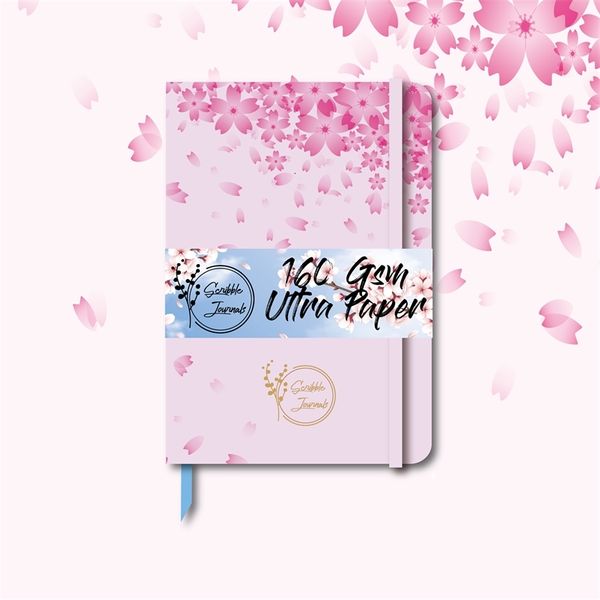 Sakura Dot Grid Tootbook Fitness Journal Light Pink Printed и фольга штамповки в золотом цвете - 160GSM бумага, SketchBook для идей 210611
