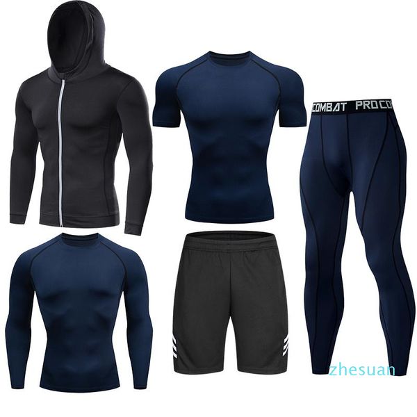 

gym clothing men tracksuit sports suit compression fitness running set jogging sportwear long sleeves shirts sport rashgard, White;black