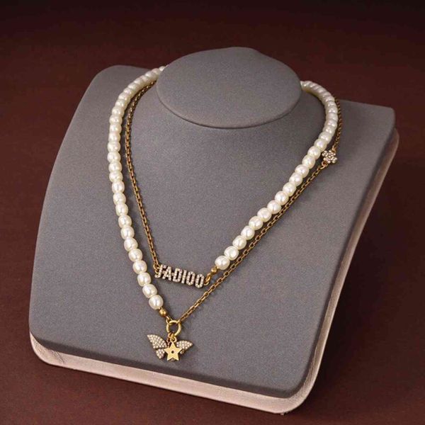 

fine jewelry online 2021 new butterfly family necklace female double layer tassel letter celebrity clavicle chain 65% off store online sale, Black