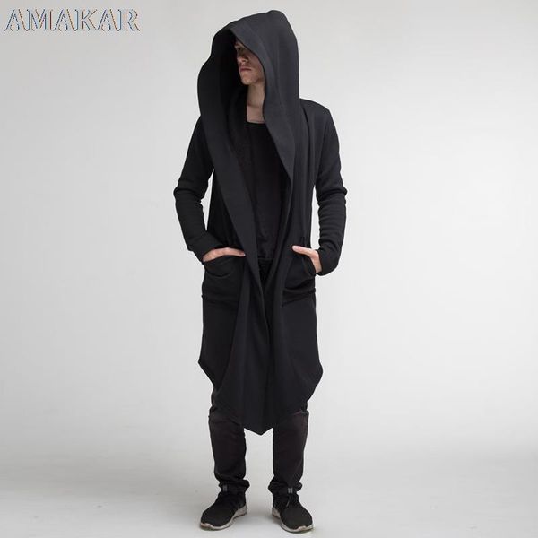 

men's trench coats fashion mantle japanese style hooded cape long cardigan european windbreaker autumn and winter jackets male coat, Tan;black
