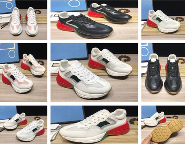

2022 designers rhyton sneaker shoes beige men trainers vintage luxury chaussures ladies shoess designer sneakerss with box size 36-45, Black