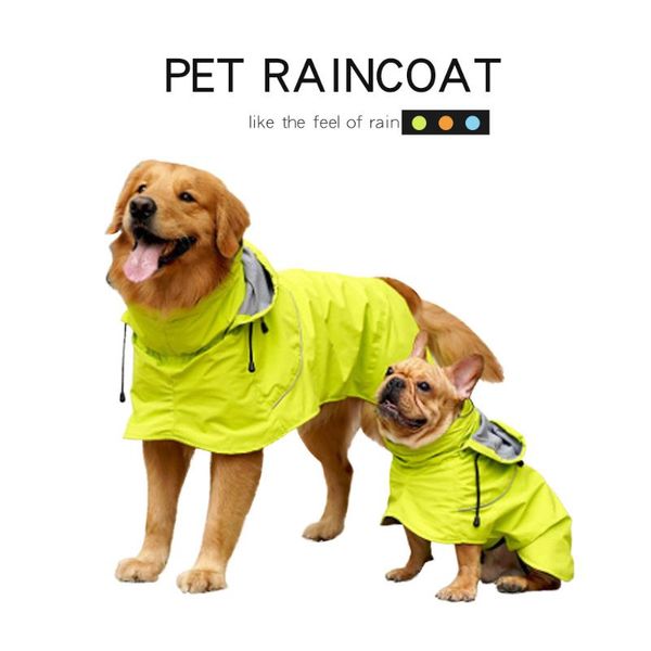 

dog apparel pet raincoat waterproof clothes for dogs igh neck hooded jumpsuit jacket reflective large