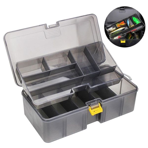 

1pc double layer fishing tackle box lures hook bait storage case tool accessories