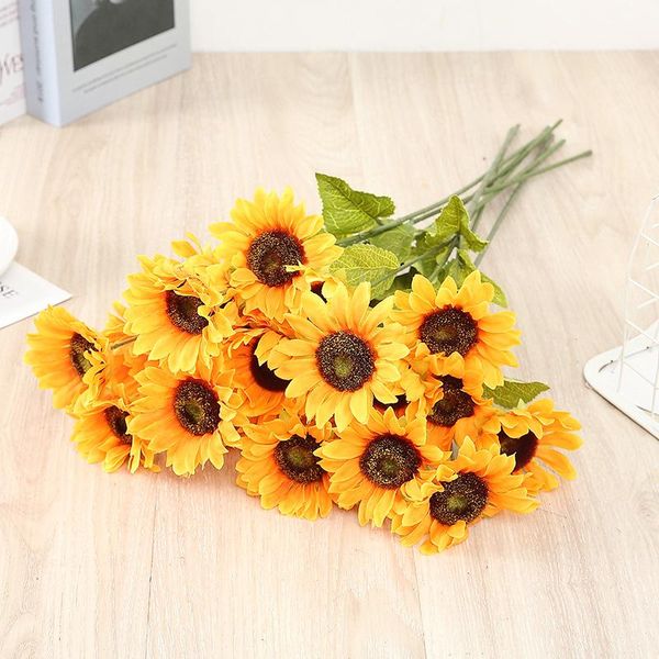 

decorative flowers & wreaths long fall silk artificial sunflower flower branch bouquet diy home garden party wedding autumn decoration fake