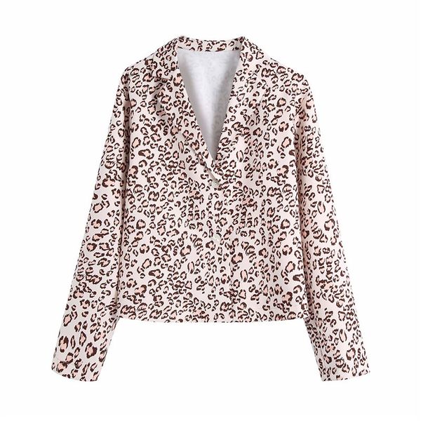 

women's blouses & shirts women casual notched collar long sleeve single breasted female vintage leopard print spring blouse c, White