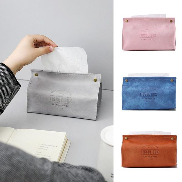 

tissue boxes & napkins pu leather box soft foldable marble pattern solid color handkerchief paper towel napkin dispenser holder case decor
