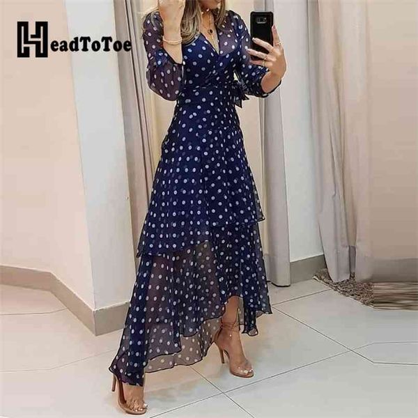 

polkadot print layered ruffles maxi dress 210729, Black;gray