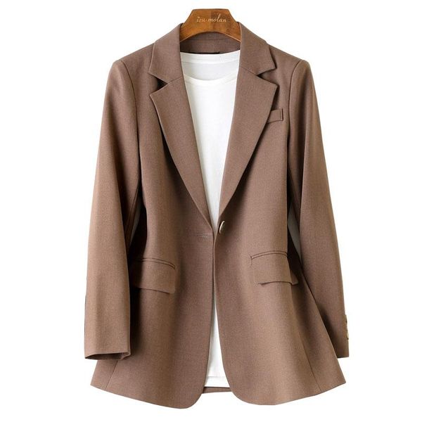 

women's suits & blazers lauri laki office wear single button blazer coat women fashion vintage brown long sleeve pockets female outerwe, White;black