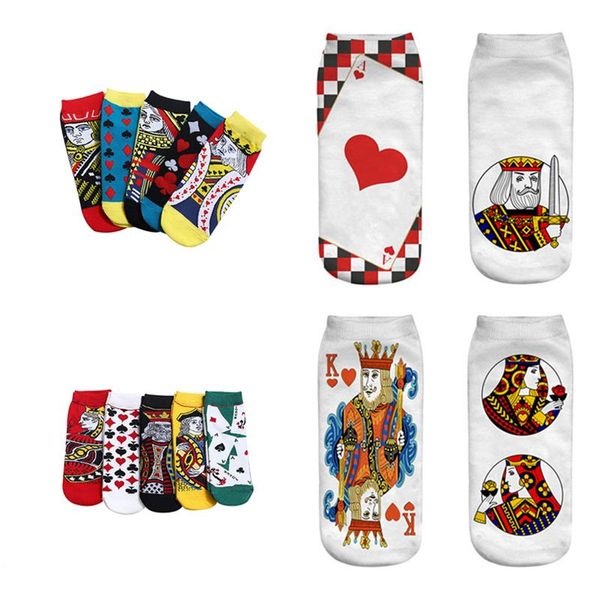 

men's socks summer creativity cartoon characters playing cards breathable ins classics fashion lucky poker stocking gifts, Black