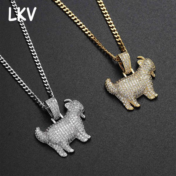 

zodiac sheep pendant with zircon inlaid hip hop rap chaozhou necklace, Silver