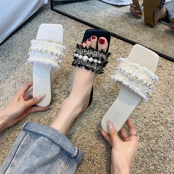 

slippers low shoes cotton fabric rome pu rubber hoof heels basic, Black