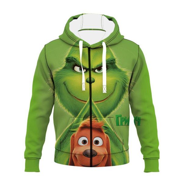 

men's hoodies & sweatshirts anime zip up 3d printed streetwear men oversized zipper harajuku long sleeve punk clothing christmas clothe, Black