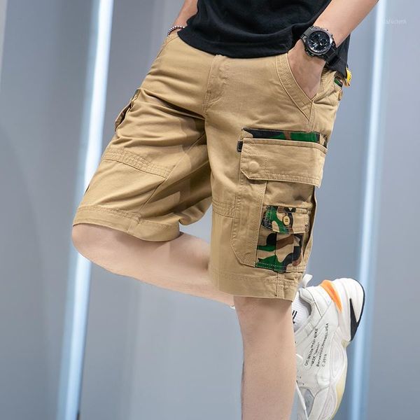 

men's shorts pure cotton summer mens cargo boys casual pocket streetwear plus size bermuda camouflage male z101, White;black