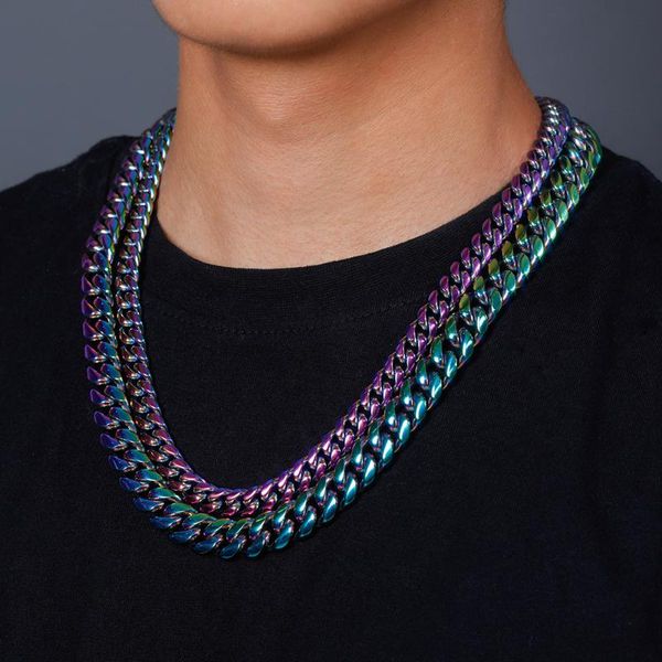 

chains wolf tide fashon 10mm 14mm stainless steel cuban chain hip hop color punk party gifts for men, Silver