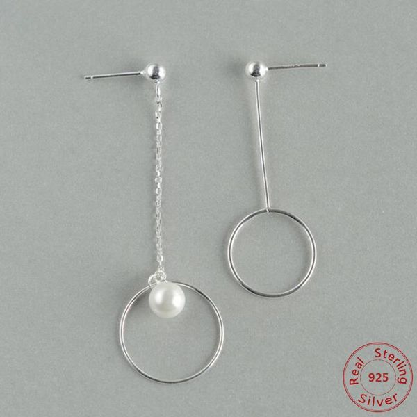 

exaggerated large single circle drop earrings for women 925 sterling silver asymmetry long dangle jewelry brincos & chandelier