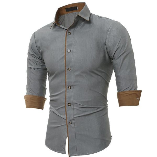 

men's casual shirts 2021 spring autumn long sleeve golf shirt solid slim white lapel office work business social dress, White;black