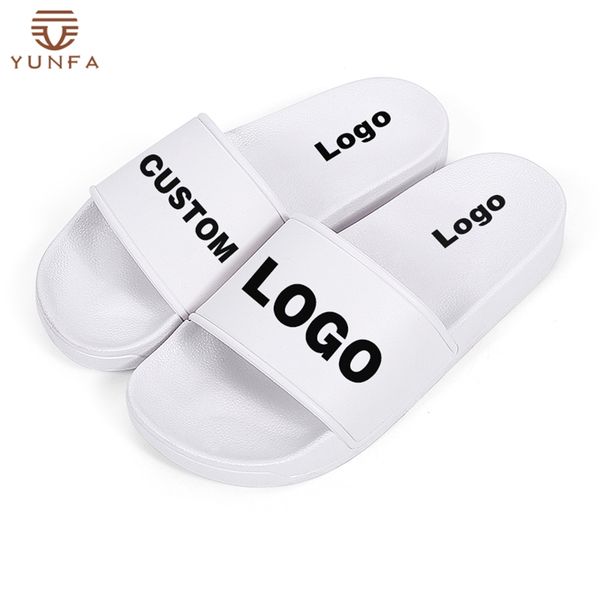 

2021 popular rubber size design flat slides slipper indoor outdoor pvc colorful home custom for slippers, Black