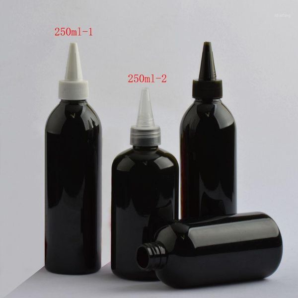 

storage bottles & jars 30pcs 250ml empty black plastic container pointed mouth cap cosmetics liquid soap shampoo lotion
