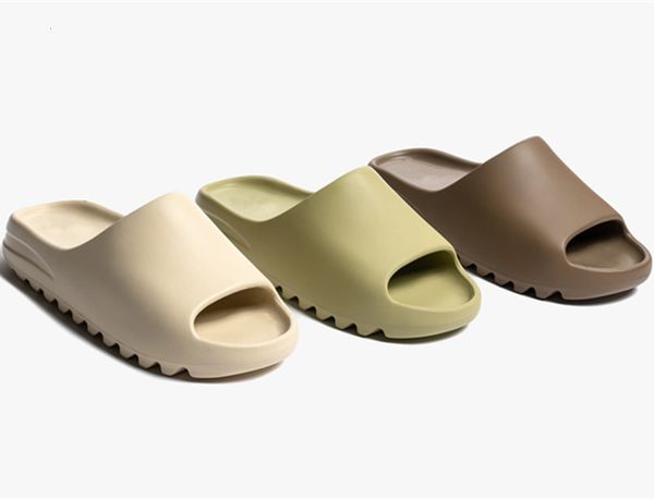 

new slipper men women slide bone earth brown desert sand slide resin fashion shoes sandals foam runner size 36-45 {category}, Black