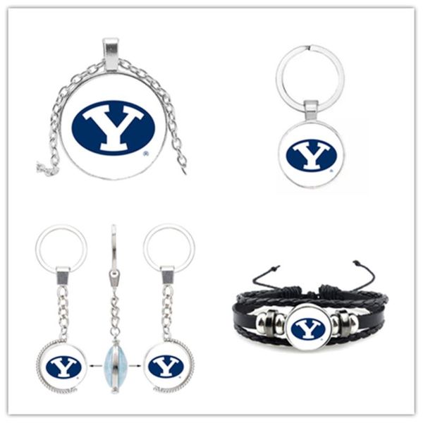 

charm bracelets university sport bracelet football byu charms cougars keychains necklace diy jewelry for man woman fans, Golden;silver