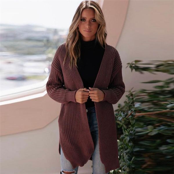 

men's jackets loose kimono coat fashion women winter long sleeve solid sweater knitted cardigan pockets casual sleeves coats, Black;brown