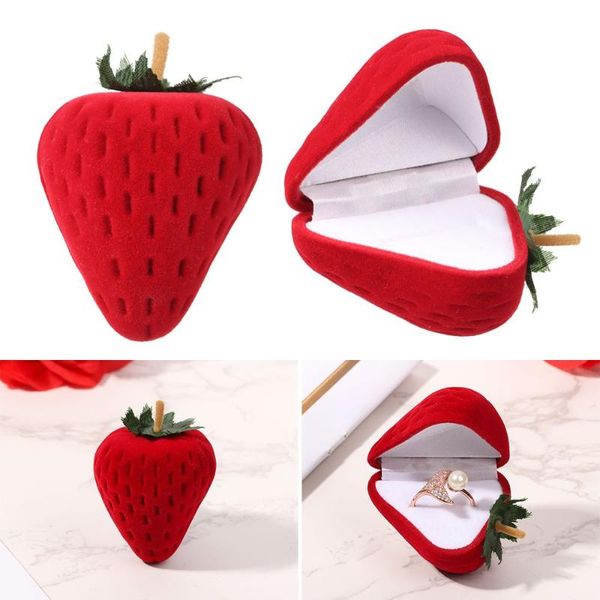 

jewelry pouches, bags elegant wedding display holder functional package strawberry box container, Pink;blue