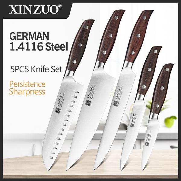 

xinzuo high quaity 3.5+5+8+8+8in paring utiity ceaver chef knife germany 1.4116 stainess stee 1pcsor5pcs kitchen knife sets