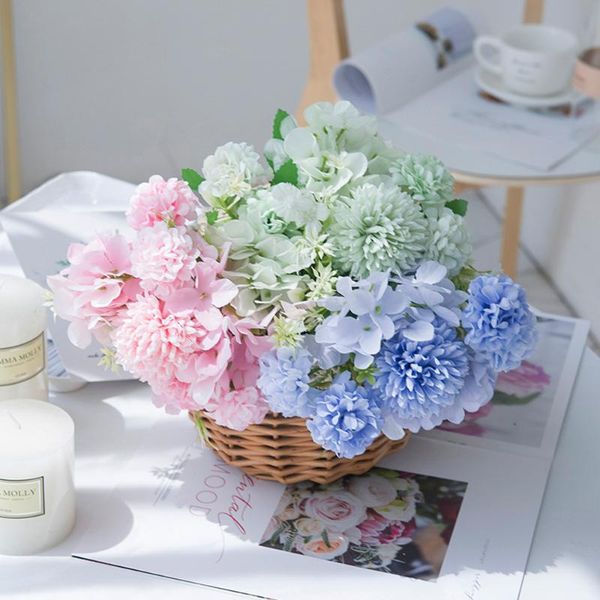 

decorative flowers & wreaths artificial carnation silk hydrangeas chrysanthemum garden wedding for home living room decor household fake flo