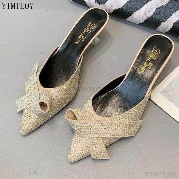 

slippers fashion luxury pointed woman pumps designer ladies shoes loafers mules flip flops ytmtloy zapatillas mujer casa, Black