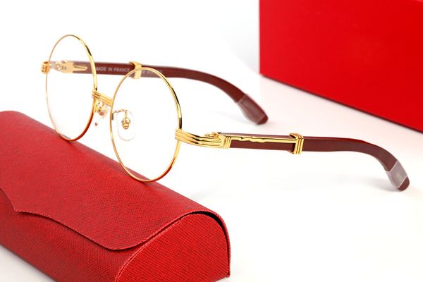 

sunglasses round buffalo horn sun glasses top quality eyeglasses for man woman polarized UV400 lenses gold metal wood frame clear lens with box