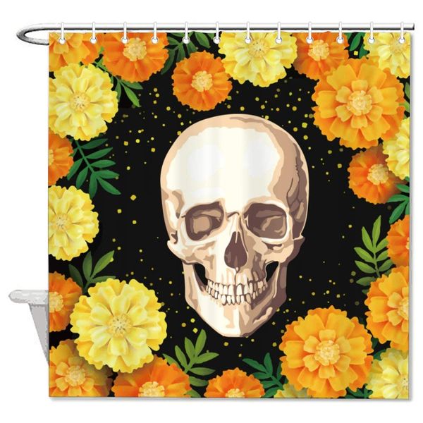 

floral design skull face waterproof shower curtains for bathtub shower novelty fabric bathroom liner decorative polyester bath