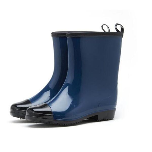 

boots women mixed colors rain waterproof water shoes woman rainboots slip-on botas mujer warm sock sy413, Black