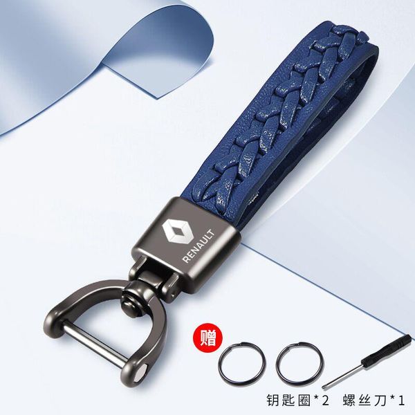 

keychains 2021 creative luxury hand woven leather horseshoe car logo keychain for renault clio 2 3 4 5 megane, Silver